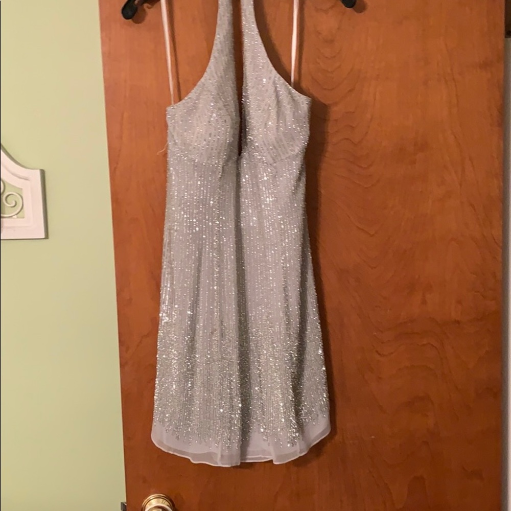 Sparking silver mini dress.
